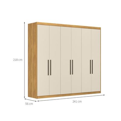 Guarda-Roupa Casal Venice 6 Portas 4 Gavetas Cinamon e Off White