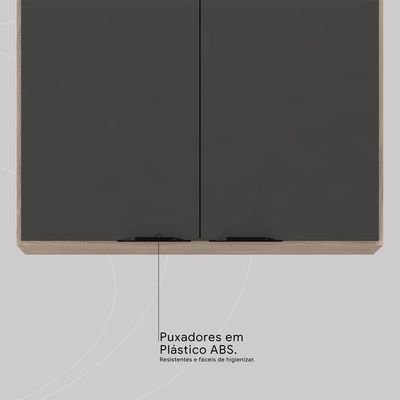 Cozinha Completa com Tampo Firenze 13 Portas 2 Gavetas Avena e Grafite