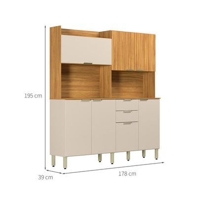 Kit de Cozinha Conde 7 Portas 2 Gavetas Cinamon e Off White
