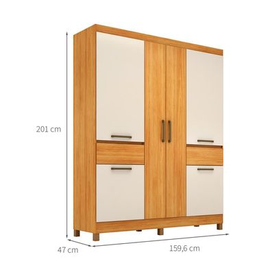 Guarda-Roupa Casal Barão 6 Portas 2 Gavetas Cinamon e Off White