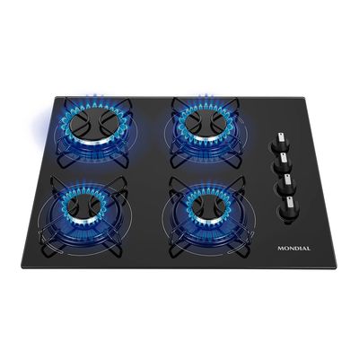 Cooktop a Gás 4 Bocas Mondial Preto e Inox CTG-01 Bivolt