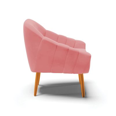 Poltrona Giovana Suede Rosê Pés Palito Castanho D03 - D'Rossi