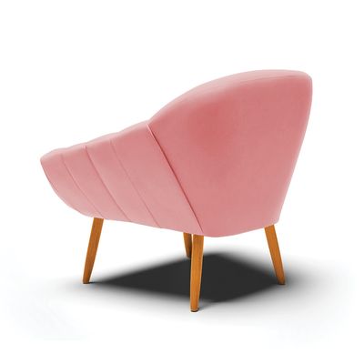 Poltrona Giovana Suede Rosê Pés Palito Castanho D03 - D'Rossi