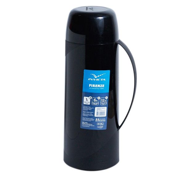 Garrafa Térmica de Rosca 1L Invicta Firenze Preta Preta