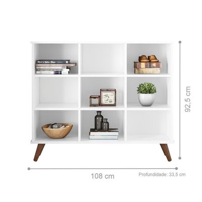 Conjunto Nicho Organizador Kenya 9 Espaços Retrô Branco + Kit 3 Gavetas Coloridas