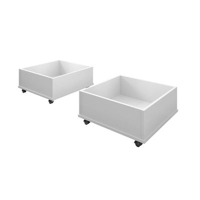 Cama Solteiro Com 2 Baus Organizador E Escada Luna Plus Branco