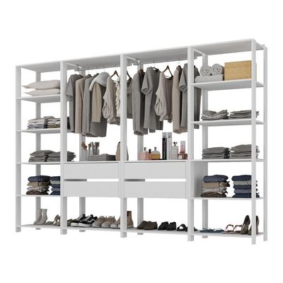 Closet Aberto Modulado Arara Organizadora Com Cabideiro 270cm Allegra Multimóveis Mp4390 Branco