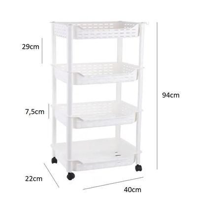 Carrinho Organizador Multiuso Manicure Cozinha Brinquedos 4 Prateleiras Fruteira Quarto Escritorio
