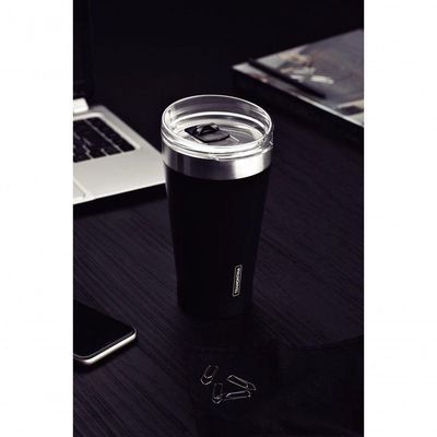 Copo Térmico Preto Em Aço Inox Tramontina Exata Com Tampa 550ml