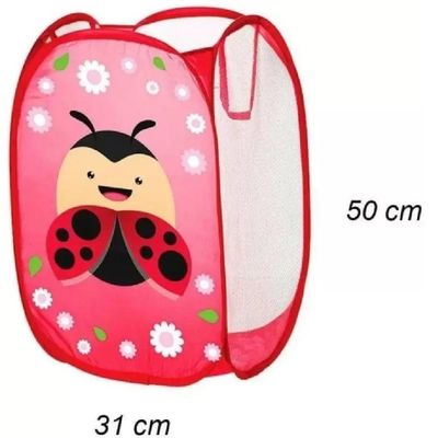 Cesto Organizador Suja Brinquedos Roupa Infantil Telado Multiuso Quarto Banheiro Lavanderia Joaninha