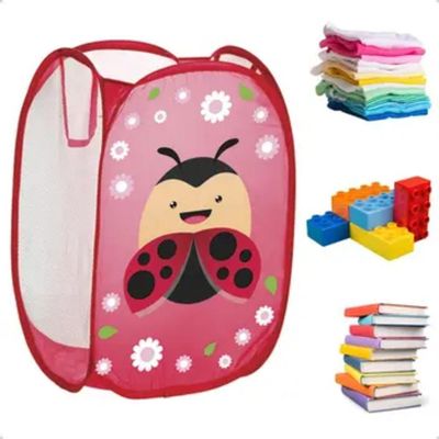 Cesto Organizador Suja Brinquedos Roupa Infantil Telado Multiuso Quarto Banheiro Lavanderia Joaninha