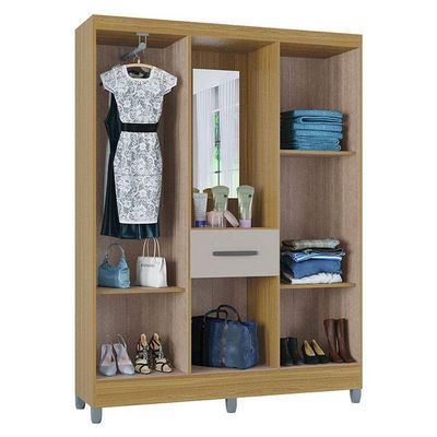 Guarda Roupa Solteiro Atlas Capelinha 5 Portas Damasco Off White Brilho - Poquema