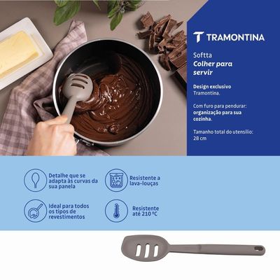 Colher Para Servir Vazada Softta Em Silicone Cinza - Tramontina 25853160