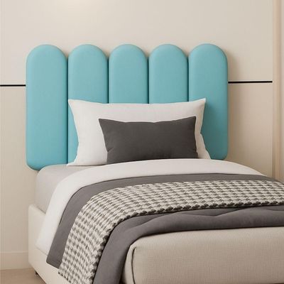 Cabeceira Nuvem Estofada Solteiro 5 Placas Em Suede 45x20cm Azul Bebe