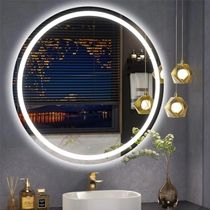 Espelho Brillare Redondo Jateado Com 3 Tons De LED e Botão Touch Screen Fonte Slim 70x70