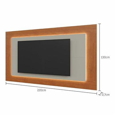 Painel Grécia Com Led 2,20 Para Tv Até 65 Polegadas Mavaular Off White-naturale