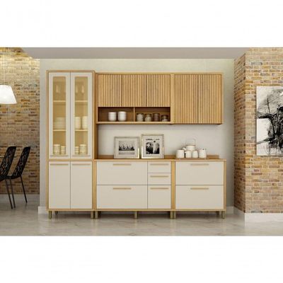Cozinha Torino 5 Peças Valdemoveis Cinamomo/off White