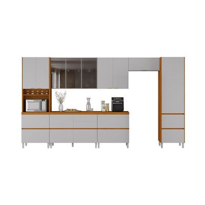 Cozinha Completa Itatiaia Lumina 410cm Em Madeira Mdf Cinamomo/fendi