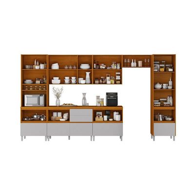 Cozinha Completa Itatiaia Lumina 410cm Em Madeira Mdf Cinamomo/fendi