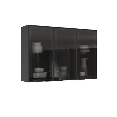 Cozinha Completa Itatiaia Lumina 350cm Em Madeira Mdf Grafite-fendi