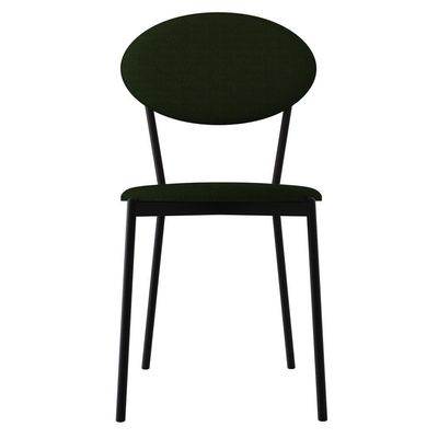 Kit 08 Cadeiras Estofada Para Sala De Jantar Azuri Preto C01 Linho Verde Musgo - Lyam Decor