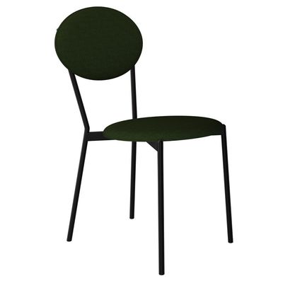 Kit 08 Cadeiras Estofada Para Sala De Jantar Azuri Preto C01 Linho Verde Musgo - Lyam Decor
