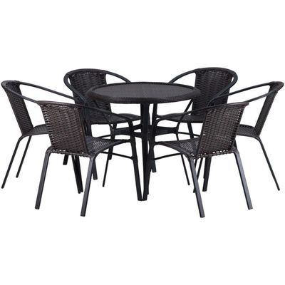 Kit 6 Cadeiras Alumínio E Mesa Tampo Varanda Jardim Piscina Cappuccino