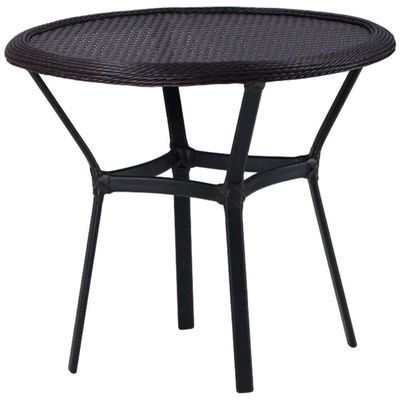 Kit 6 Cadeiras Alumínio E Mesa Tampo Varanda Jardim Piscina Cappuccino