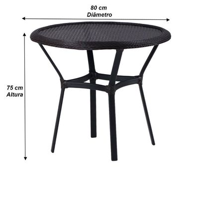Kit 6 Cadeiras Alumínio E Mesa Tampo Varanda Jardim Piscina Cappuccino