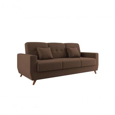 Sofá Cama Casal Premium 3 Lugares Com Baú 2,08 Larg Pamela Matrix Veludo Turkey Marrom