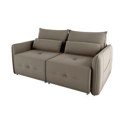 Sofá Cama 2 Lugares Com Com Assentos Divididos Premium Com Almofadas Celine Matrix Veludo Capuccino