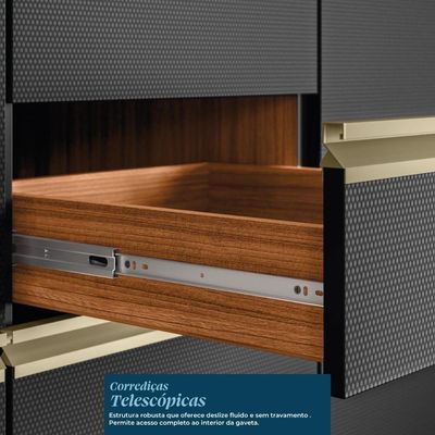 Balcão Pia Proença 120cm 1 Porta E 4 Gavetas Nogueira Touch-carbono Prime Tx Sem Tampo - Demartêz