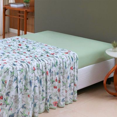 Lençol De Cima Avulso Luar Estampado Queen 01 Peça Malha 100% Algodão - Birds
