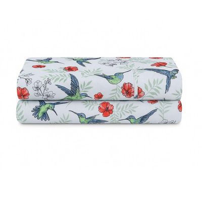 Lençol De Cima Avulso Luar Estampado Queen 01 Peça Malha 100% Algodão - Birds