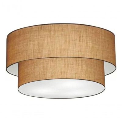 Plafon Duplo Cilíndrico Vivare Md-3062 Cúpula Em Tecido 45x40cm - Bivolt Palha 127/220v