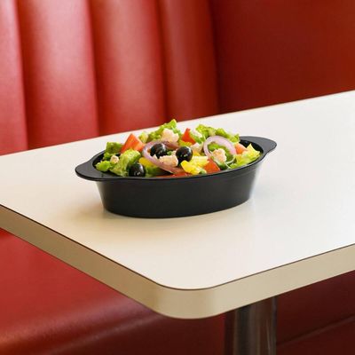 Jogo 12 Travessas para Servir Preta Saladeira Plástico 550ml Oval Coza Uno Petiscos Porções