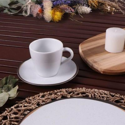 Conjunto 2 Peças Xícara e Pires de Chá Café 200ml Porcelana Tramontina Canyon