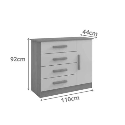 Cômoda Firenze 4 Gavetas 1 Porta C/sapateira - D Doro Branco