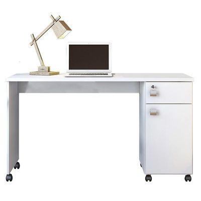 Escrivaninha Para Computador Office Malta Branco Brilhante - Lukaliam Móveis
