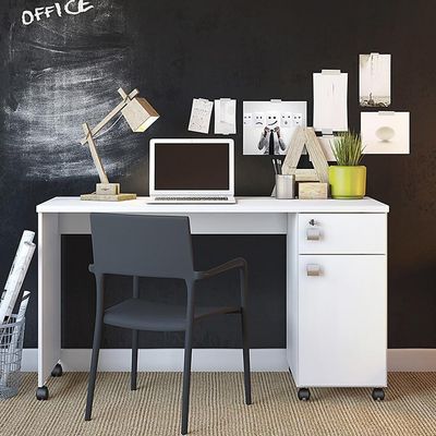 Escrivaninha Para Computador Office Malta Branco Brilhante - Lukaliam Móveis