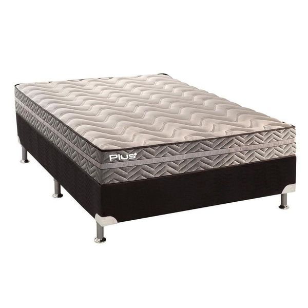 Cama Box Casal: Colchão Espuma D45 Paropas Pasquale Plus + Base Crc Suede Black(138X188)