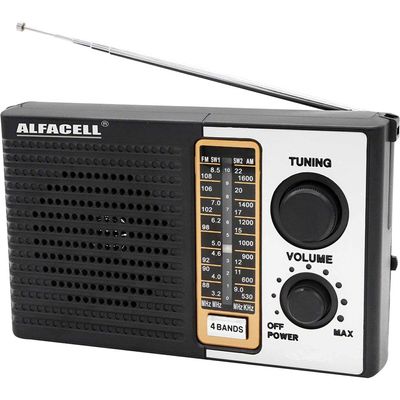 Rádio Portátil AM FM SW Alfacell AL0010 Preta