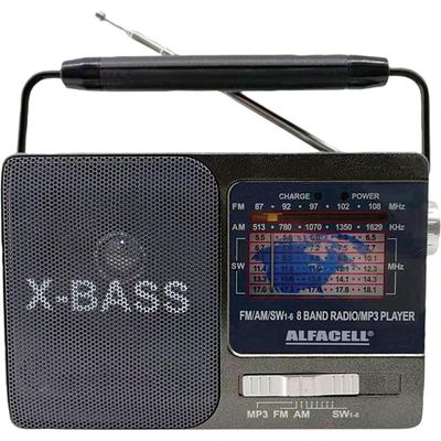 Rádio Portátil FM AM Alfacell AL0119 Preto Preta