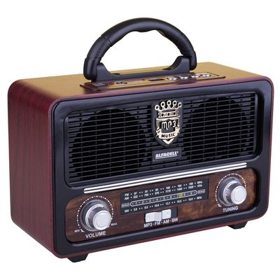 Rádio Portátil Retrô Bluetooth USB Alfacell AL0111 Sortido Marrom