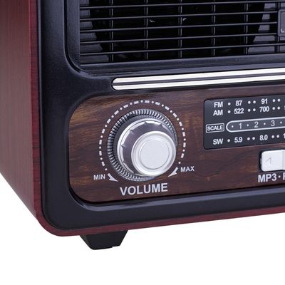 Rádio Portátil Retrô Bluetooth USB Alfacell AL0111 Sortido Marrom