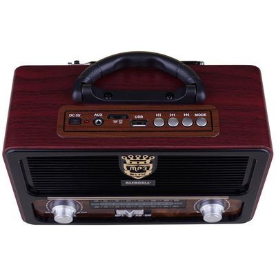Rádio Portátil Retrô Bluetooth USB Alfacell AL0111 Sortido Marrom