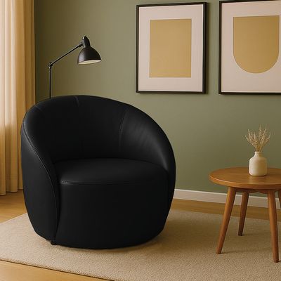 Poltrona Decorativa Orgânica Lua Sintético PU Preto D03 - D'Rossi