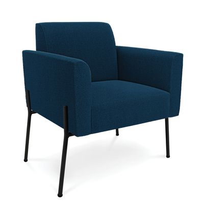 Poltrona Sala de Estar Pé Ferro Preto Marisa Bouclê Azul D03 - D'Rossi