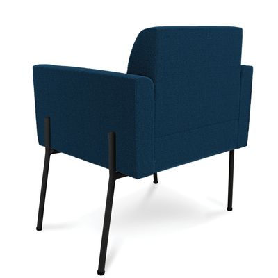 Poltrona Sala de Estar Pé Ferro Preto Marisa Bouclê Azul D03 - D'Rossi