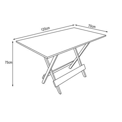 Conjunto De Mesa Dobrável 120X70 Em Madeira Maciça Com Mesa Aparador - Mel - Marrom